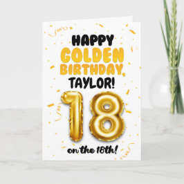 Tarjeta Happy Golden Birthday, 18th Birthday Card 