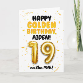 Tarjeta Happy Golden Birthday, 19th Birthday Card 