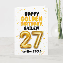 Tarjeta Happy Golden Birthday, 27th Birthday Card 