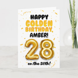 Tarjeta Happy Golden Birthday, 28th Birthday Card 