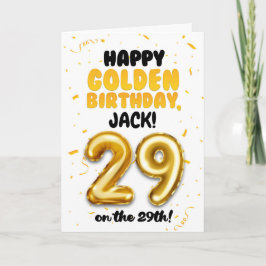 Tarjeta Happy Golden Birthday, 29th Birthday Card 