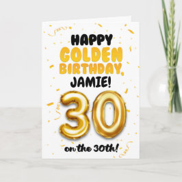 Tarjeta Happy Golden Birthday, 30th Birthday Card 