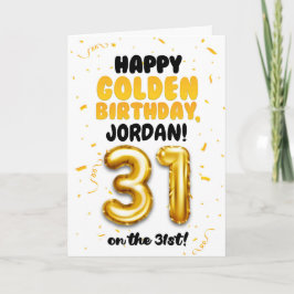 Tarjeta Happy Golden Birthday, 31st Birthday Card 