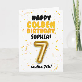 Tarjeta Happy Golden Birthday, 7th Birthday Card for Kids