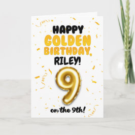 Tarjeta Happy Golden Birthday, 9th Birthday Card for Kids
