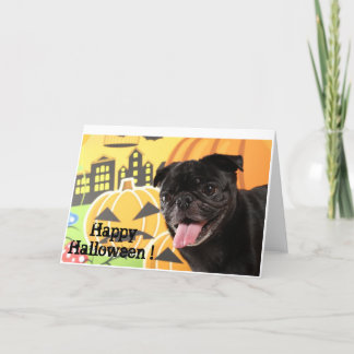 Tarjeta Happy Halloween Card Black Pug