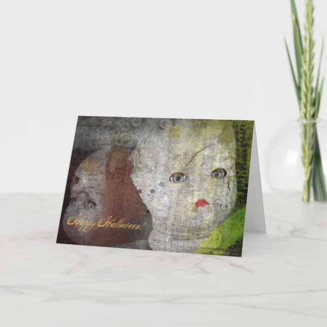 Tarjeta Happy Halloween Doll Head (Anverso)