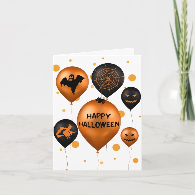 Tarjeta Happy Halloween Fiesta Balloons Card (Anverso)