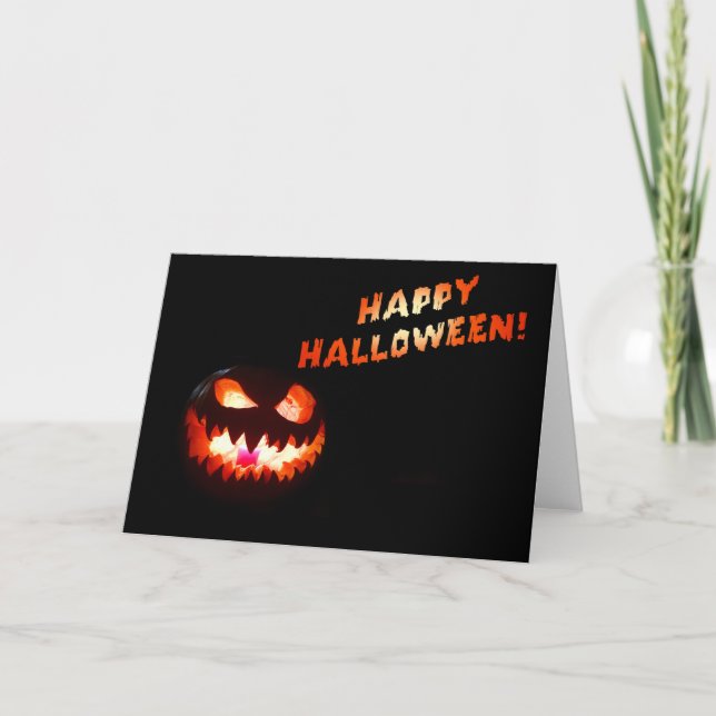Tarjeta HAPPY HALLOWEEN - FLORECIENTE Jack-O-Lantern (Anverso)