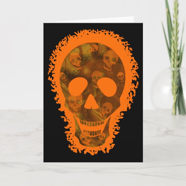 Tarjeta 'Happy Halloween', Naranja de Big Skull (Anverso)