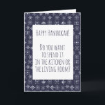 Tarjeta Happy Hanukkah Covid 2020 Quarantine<br><div class="desc">Este diseño puede ser personalizado en el área proporcionada cambiando la foto y/o el texto. O puede personalizarse eligiendo la opción de hacer clic en el personalizar y borrar o cambiar el color del fondo, agregar texto, cambiar el color o estilo del texto o eliminar el texto para un diseño...</div>