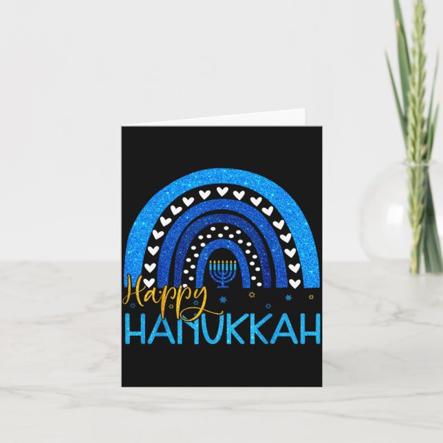 Tarjeta Happy Hanukkah Menorah Rainbow Jewish Gift Women K (Anverso)