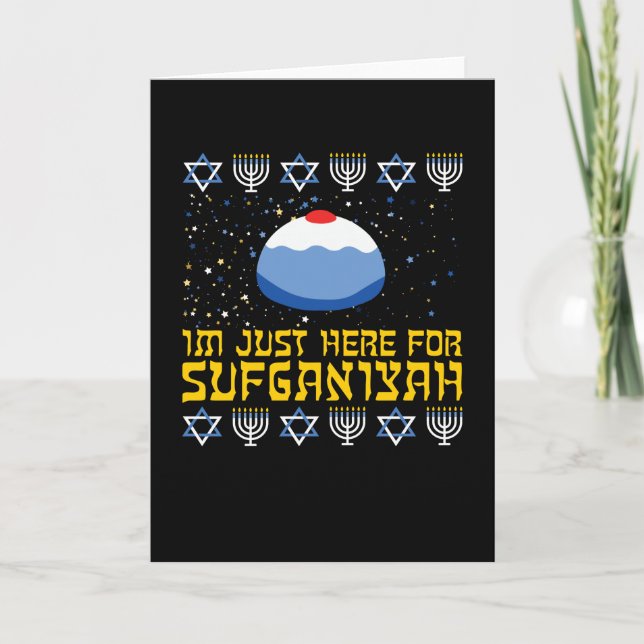 Tarjeta Happy Hanukkah Sufganiyah Jewish Funny Holiday (Anverso)