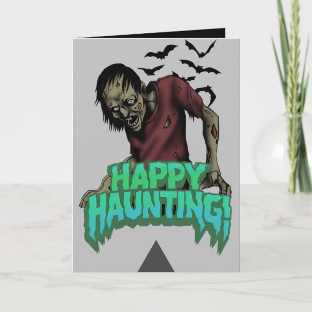 Tarjeta Happy Haunting Zombie Halloween Spooky Card (Anverso)