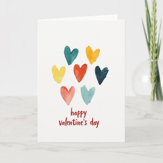 Tarjeta Happy Hearts Valentines Day Card (Anverso)