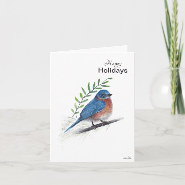Tarjeta Happy Holidays Bluebird Bird (Anverso)