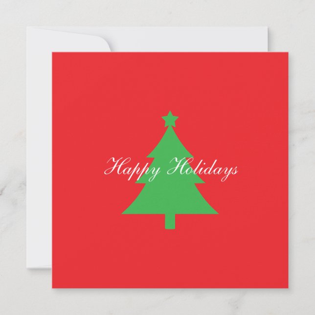 Tarjeta Happy Holidays Bright Red Christmas New Year (Anverso)