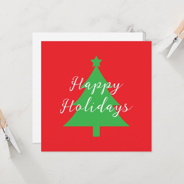 Tarjeta Happy Holidays Bright Red Christmas New Year (Anverso/Reverso In Situ)