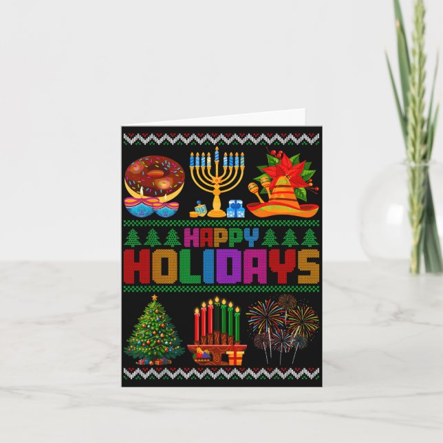 Tarjeta Happy Holidays Christmas Hanukkah Kwanzaa Happy Ne (Anverso)
