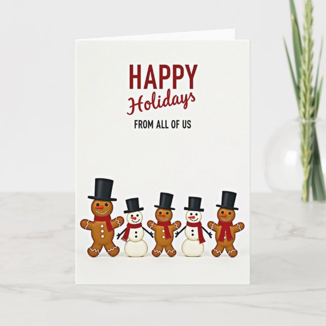 Tarjeta Happy Holidays Gingerbread Snowmen Card (Anverso)