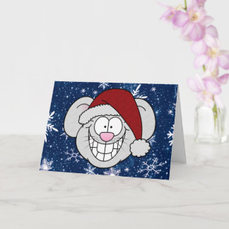 Tarjeta Happy Holidays Merry Christmas Santa Mouse