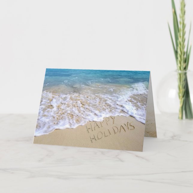 Tarjeta Happy Holidays Ocean Beach (Anverso)