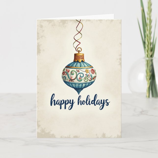 Tarjeta Happy Holidays Ornament Card (Anverso)