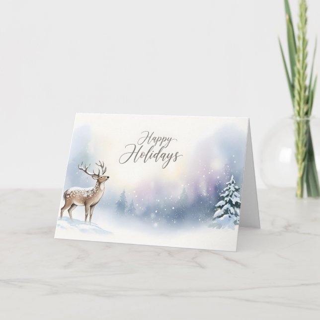 Tarjeta Happy Holidays Winter Woodland Greeting (Anverso)