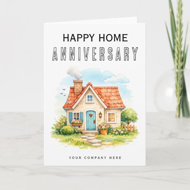 Tarjeta Happy Home Anniversary Colorful Watercolor (Anverso)