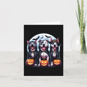 Tarjeta Happy Howl-o-ween Halloween Pitbull Dog Pumpkin Gh