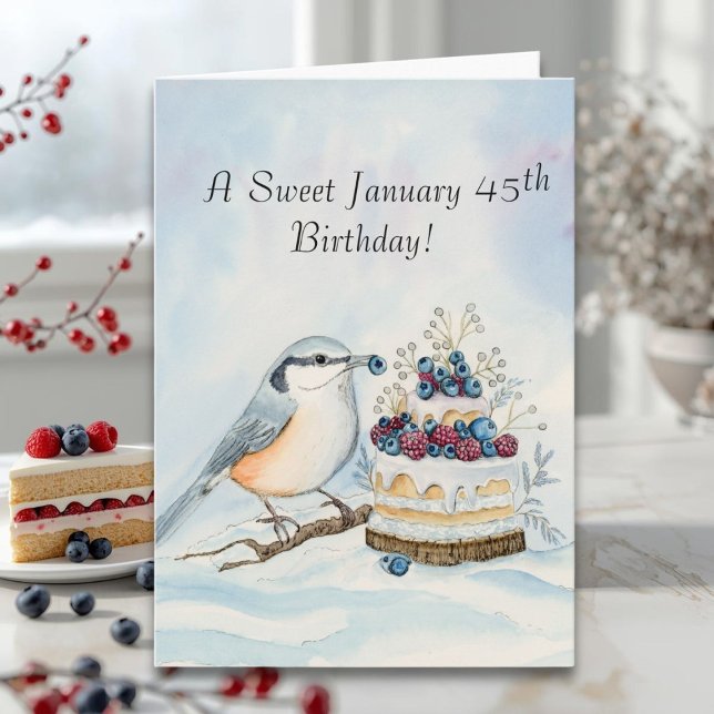 Tarjeta Happy January 45th Birthday Nuthatch Bird (Subido por el creador)