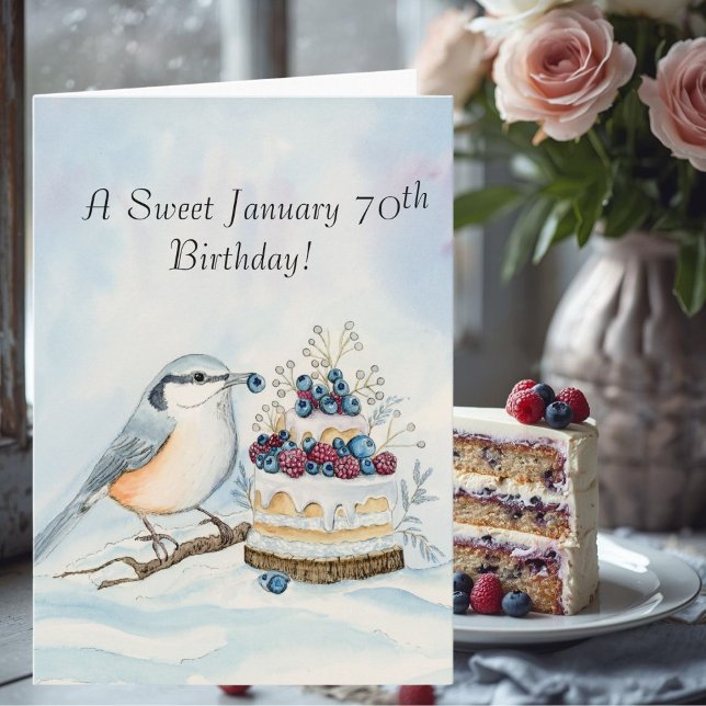 Tarjeta Happy January 70th Birthday Nuthatch Bird (Subido por el creador)