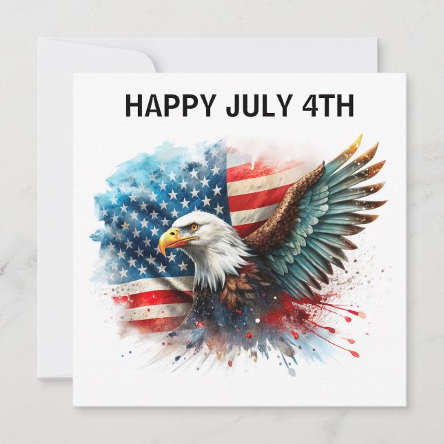 Tarjeta Happy July 4th Eagle (Anverso)