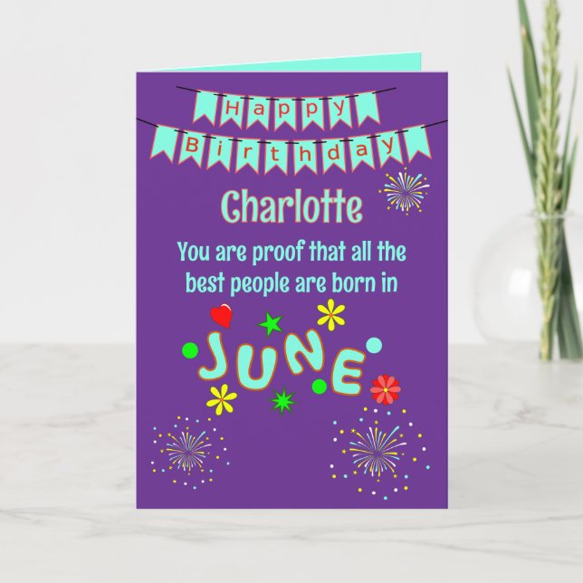 Tarjeta Happy June Birthday Folded Greeting Card (Anverso)