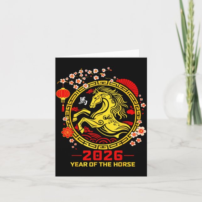 Tarjeta Happy Lunar Chinese New Year Of The Horse 2026 Zod (Anverso)