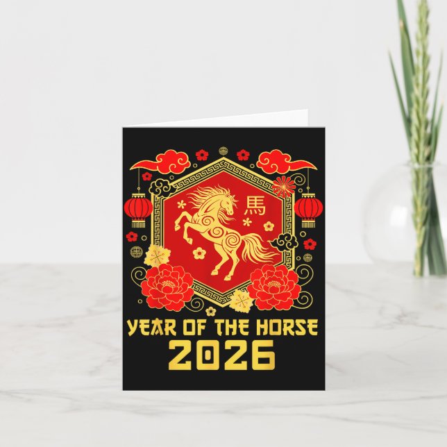 Tarjeta Happy Lunar Chinese New Year Of The Horse 2026 Zod (Anverso)