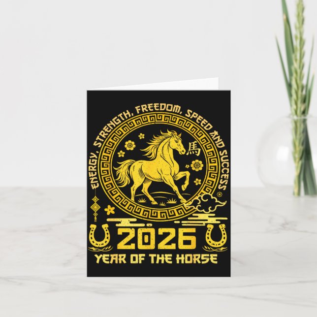 Tarjeta Happy Lunar Chinese New Year Of The Horse 2026 Zod (Anverso)