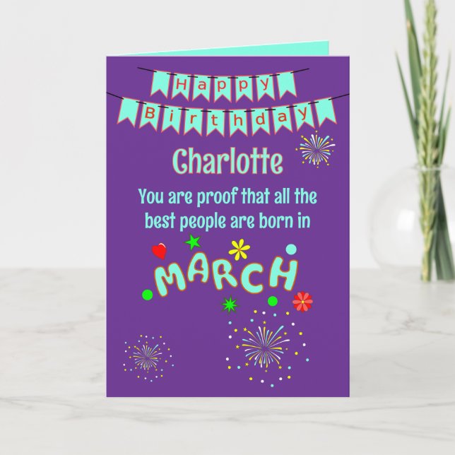 Tarjeta Happy March Birthday Folded Greeting Card (Anverso)