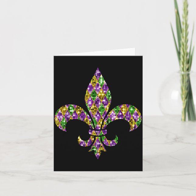 Tarjeta Happy Mardi Gras Carnival New Orleans Fleur De Lis (Anverso)