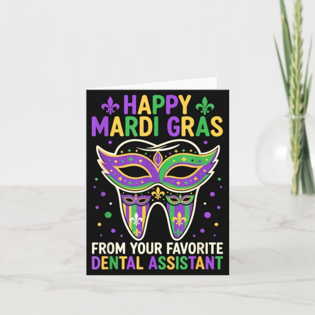 Tarjeta Happy Mardi Gras From Your Favorite Dental Istant  (Anverso)