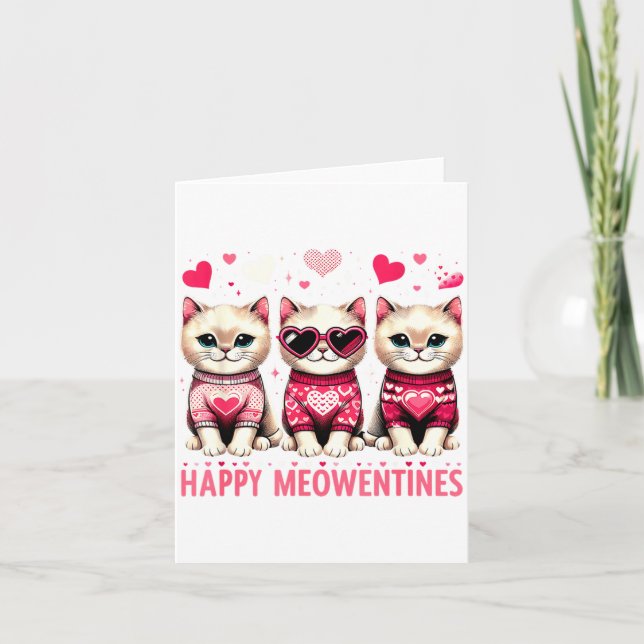 Tarjeta Happy Meowentines Cute Valentine Cats Love Funny M (Anverso)