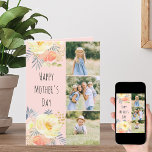 Tarjeta Happy Mothers Day 3 Instagram Photo Peach Floral<br><div class="desc">Diga Feliz Día de la Madre con una tarjeta floral femenina del Día de la Madre, personalizada con 3 de sus fotos favoritas y un mensaje personalizado. Esta tarjeta fotográfica de bonito tiene una acuarela de color amarillo melocotón y dorado con tipografía caprichosa. La plantilla está configurada para que agregue...</div>