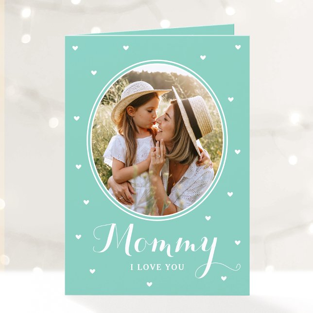 Tarjeta Happy Mother's Day Custom Photos Script Mint Cute (Subido por el creador)