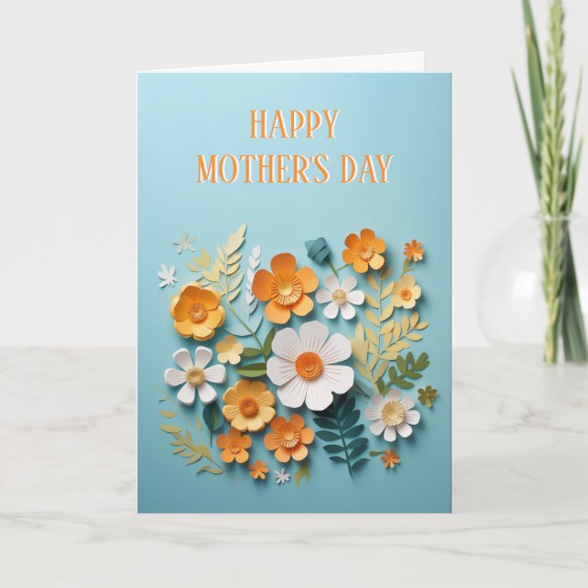 Tarjeta Happy Mothers Day Paper Yellow Flower Design (Anverso)