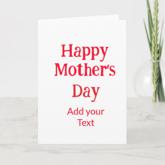 Tarjeta Happy mother's day red add text simple minimal mom