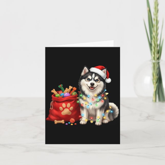 Tarjeta Happy Msky Christmas Lights Dog Mom Msky  (Anverso)