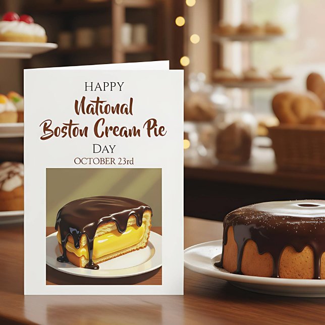 Tarjeta Happy National Boston Cream Pie Day | Oct 23rd (Subido por el creador)