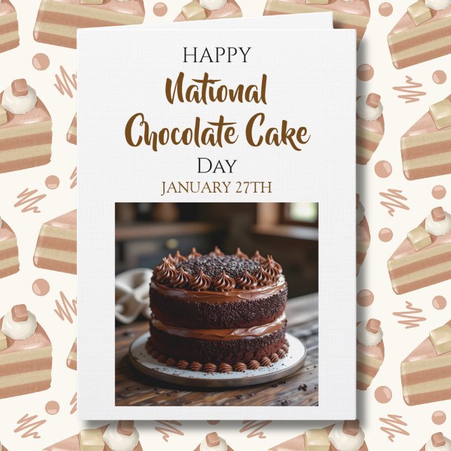 Tarjeta Happy National Chocolate Cake Day | Jan 27th (Subido por el creador)