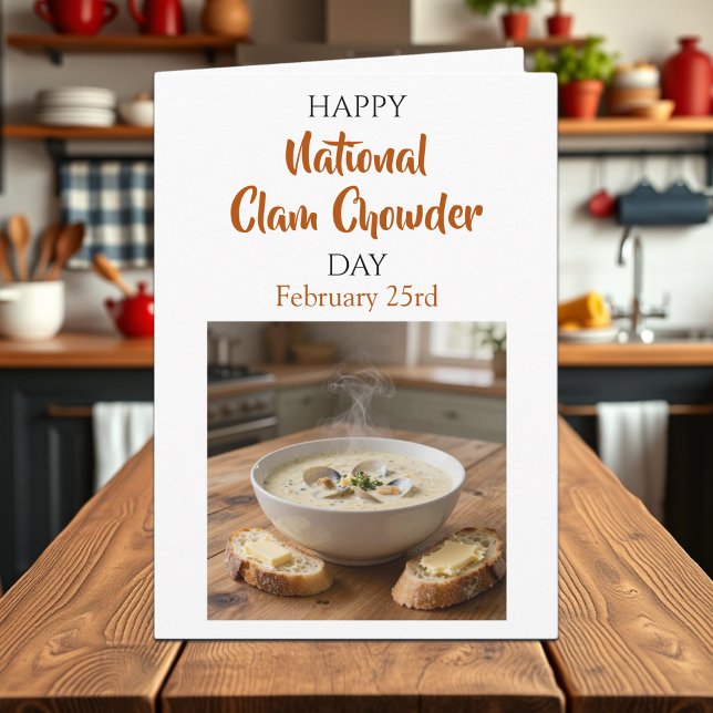 Tarjeta Happy National Clam Chowder Day | Feb 25th (Subido por el creador)