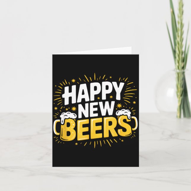 Tarjeta Happy New Beers New Year Nye Party Funny New Years (Anverso)